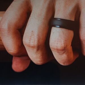 ThunderFit Men's Step Edge Silicone Ring Black Size 15‎ New